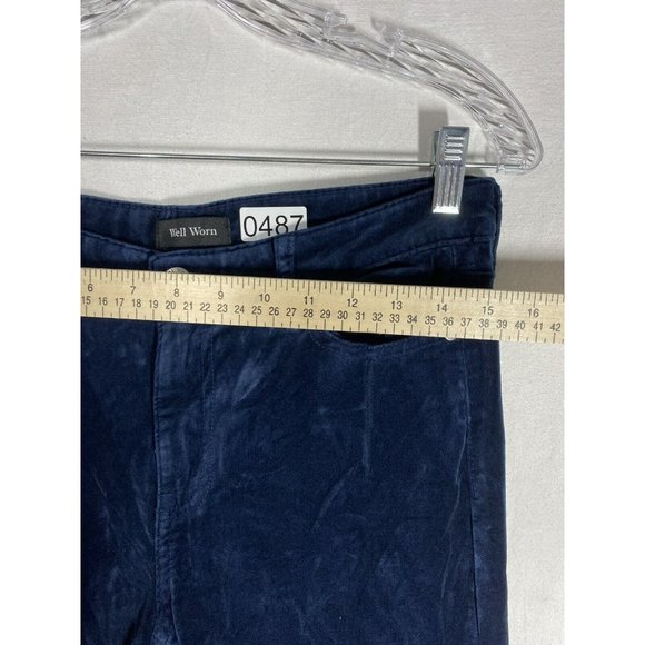 Well Worn Womens High Rise Luxe Velvet Tapered Pant 5 Pockets Size 6/28 Blue - Picture 2 of 9